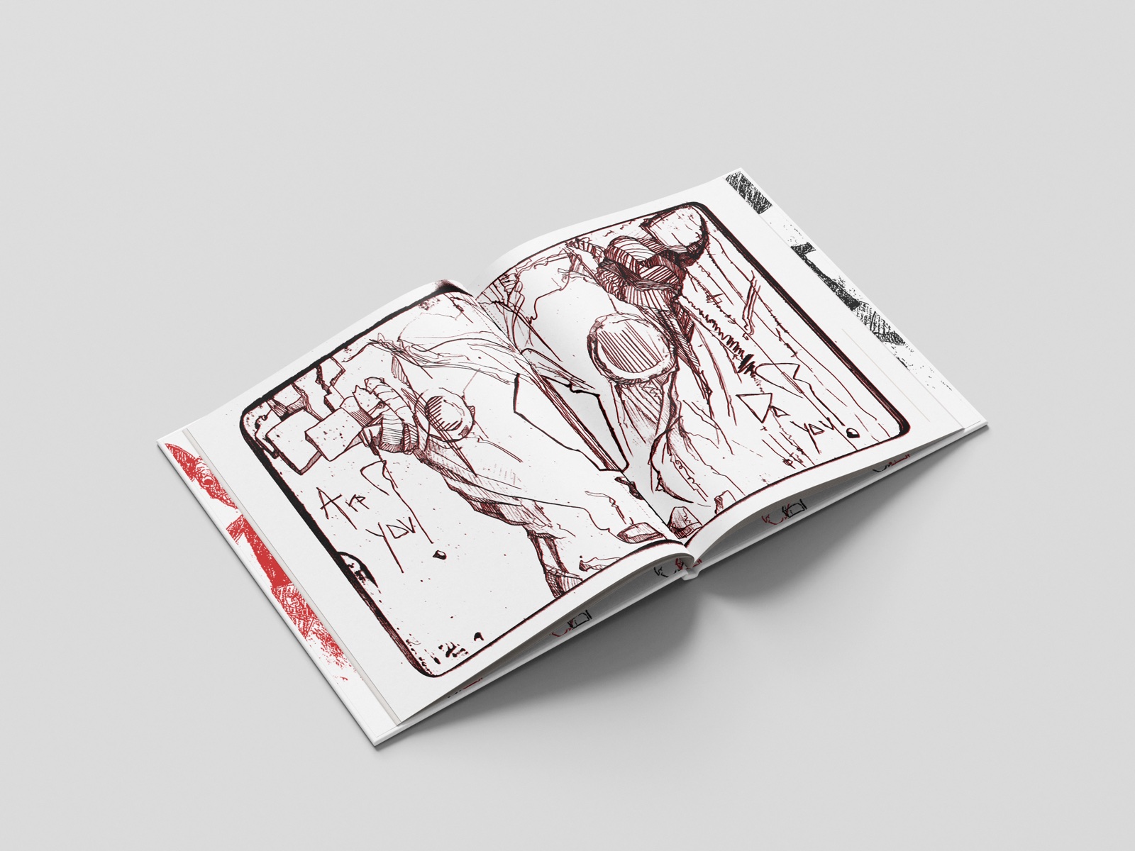 Open interior spread from Drawings, Vol. 1