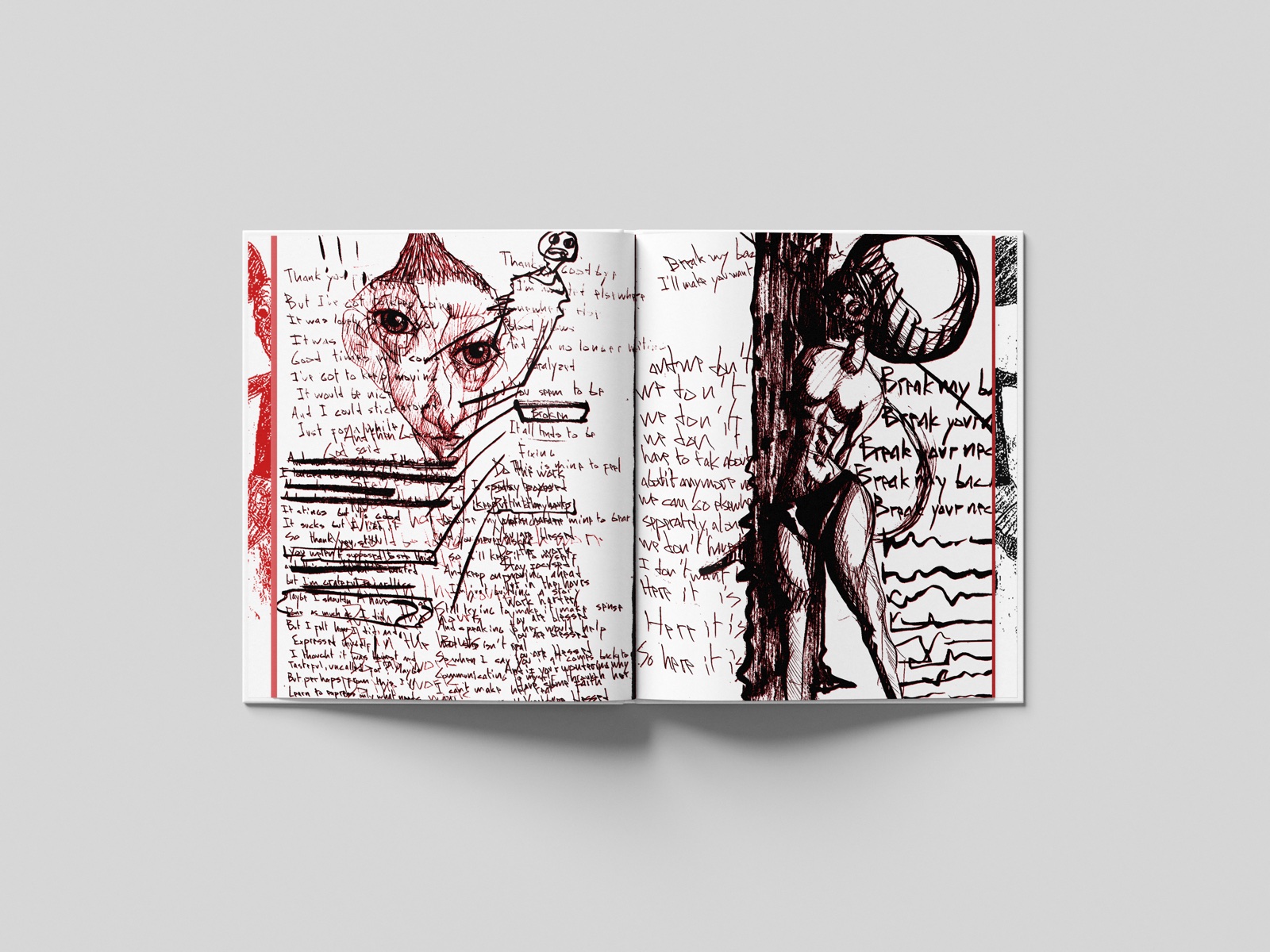 Dense drawing spread from Drawings, Vol. 1