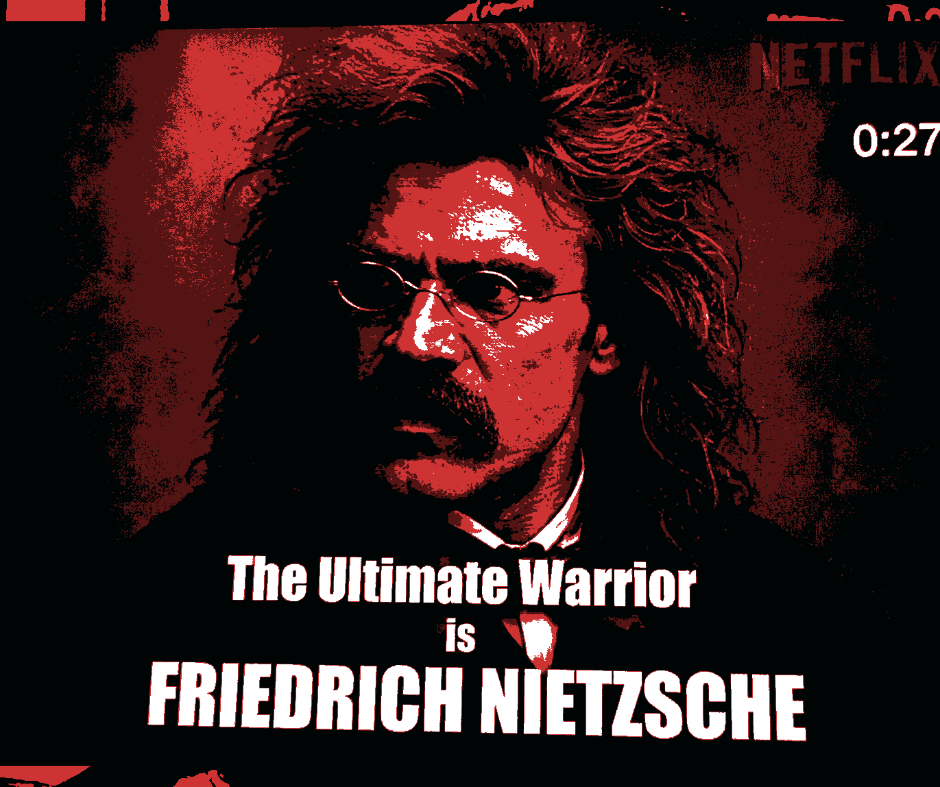 Friedrich Nietzsche pictured as the Ultimate Warrior, original artwork for Kill It With Hammers